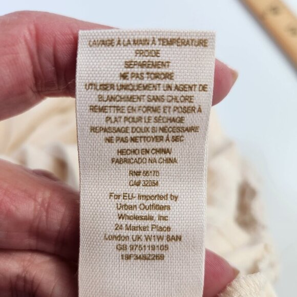 Free People Ivory Crochet Gypsy Boho Scoop Midi Sheath Dress Size Large - Picture 10 of 13